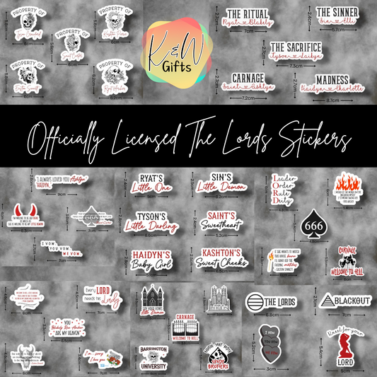 The Lords Series Stickers - OFFICIALLY LICENSED